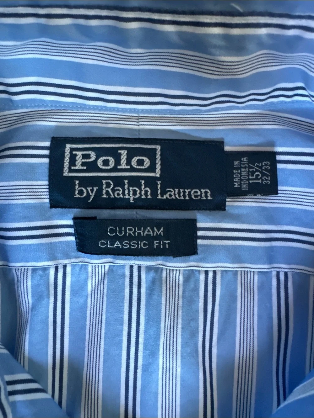 Polo by Ralph Lauren Blue and White Striped Dress Shirt